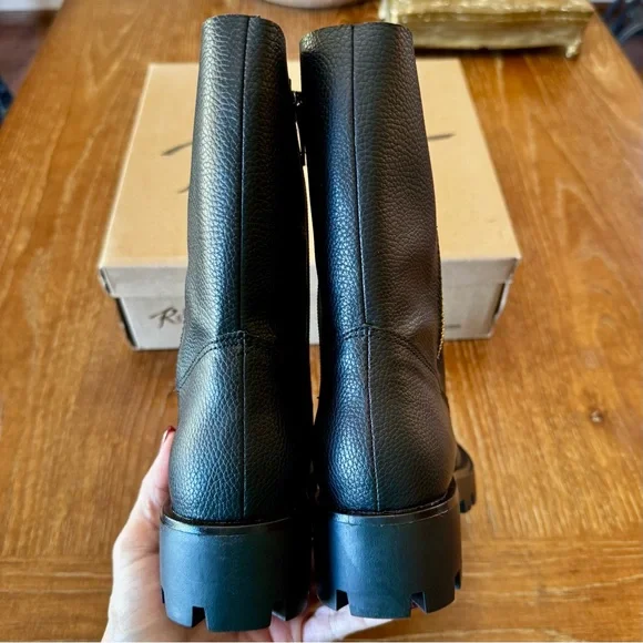 NWT black soft faux leather Renee combat boots 8M - Picture 7 of 14